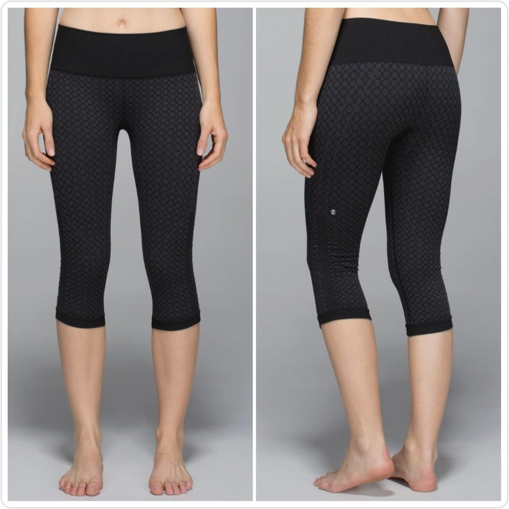 Lululemon In The Flow Crop II Heathered Deep Coal sz 8